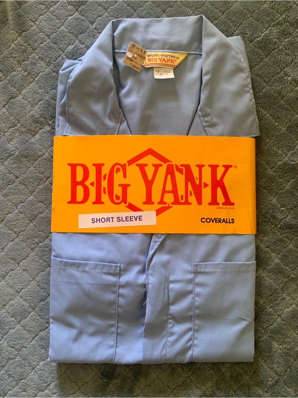 Vintage NWT Big Yank Short Sleeve Coveralls  42R Light Blue Work-Mates